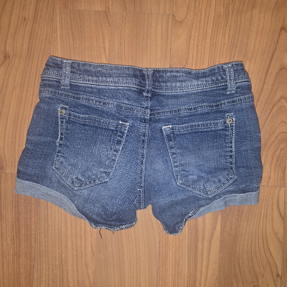 Vanilla Star Blue Jean Shorts Distressed Raw Hem - Picture 4 of 4